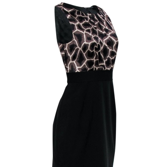 Tahari Mini dress Giraffe Animal print black Sleeveless Mobwife S - Picture 1 of 7